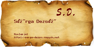 Sárga Dezső névjegykártya